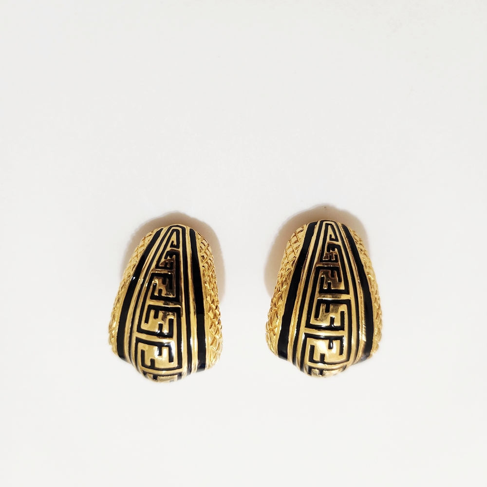 Fendi Monogram Zucca Gold-tone Earrings